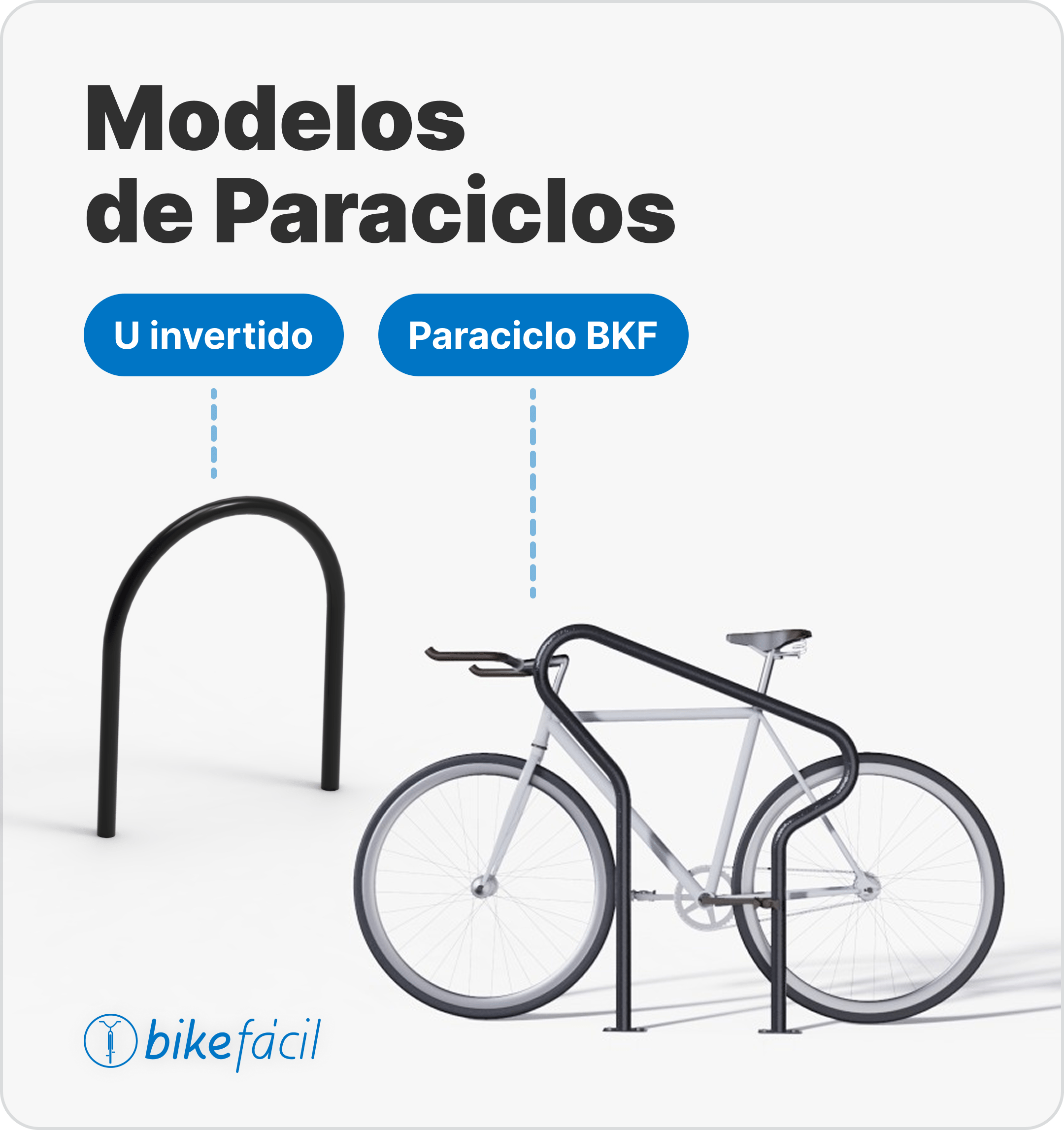 imagem com opções de paraciclos: Modelo Paraciclo U e modelo Paraciclo BKF